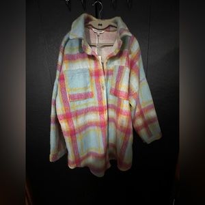 Davi and Dani Shacket- plaid blue and pink, new with tags, size large